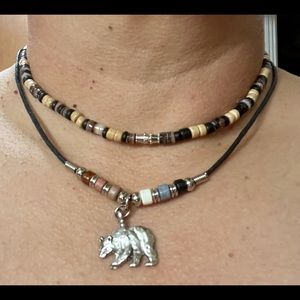 NEW!!! Choker Necklace (2) Bear Pride beads second with bear pendant…